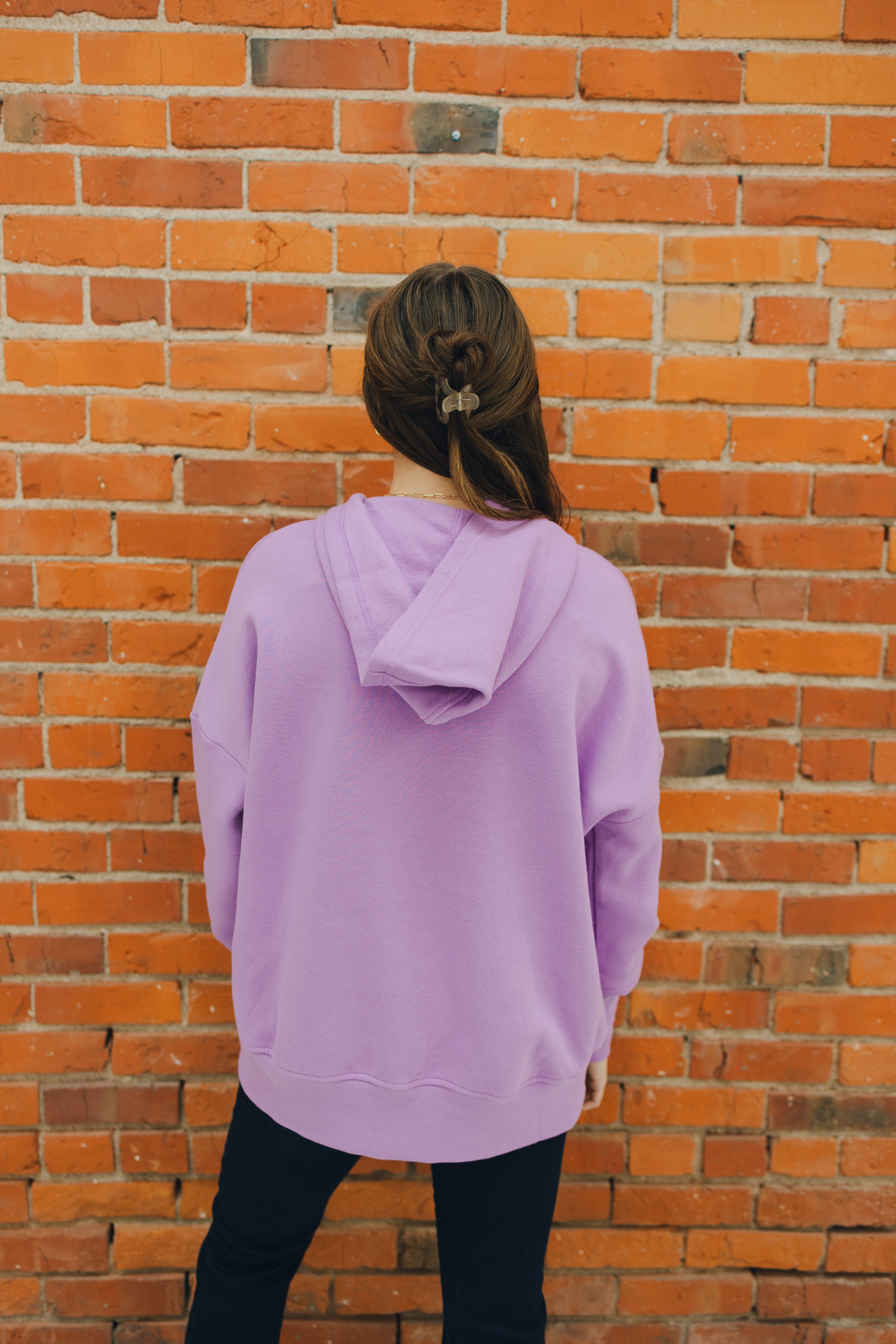 Half Button Fleece Hooded Pullover - Lavender