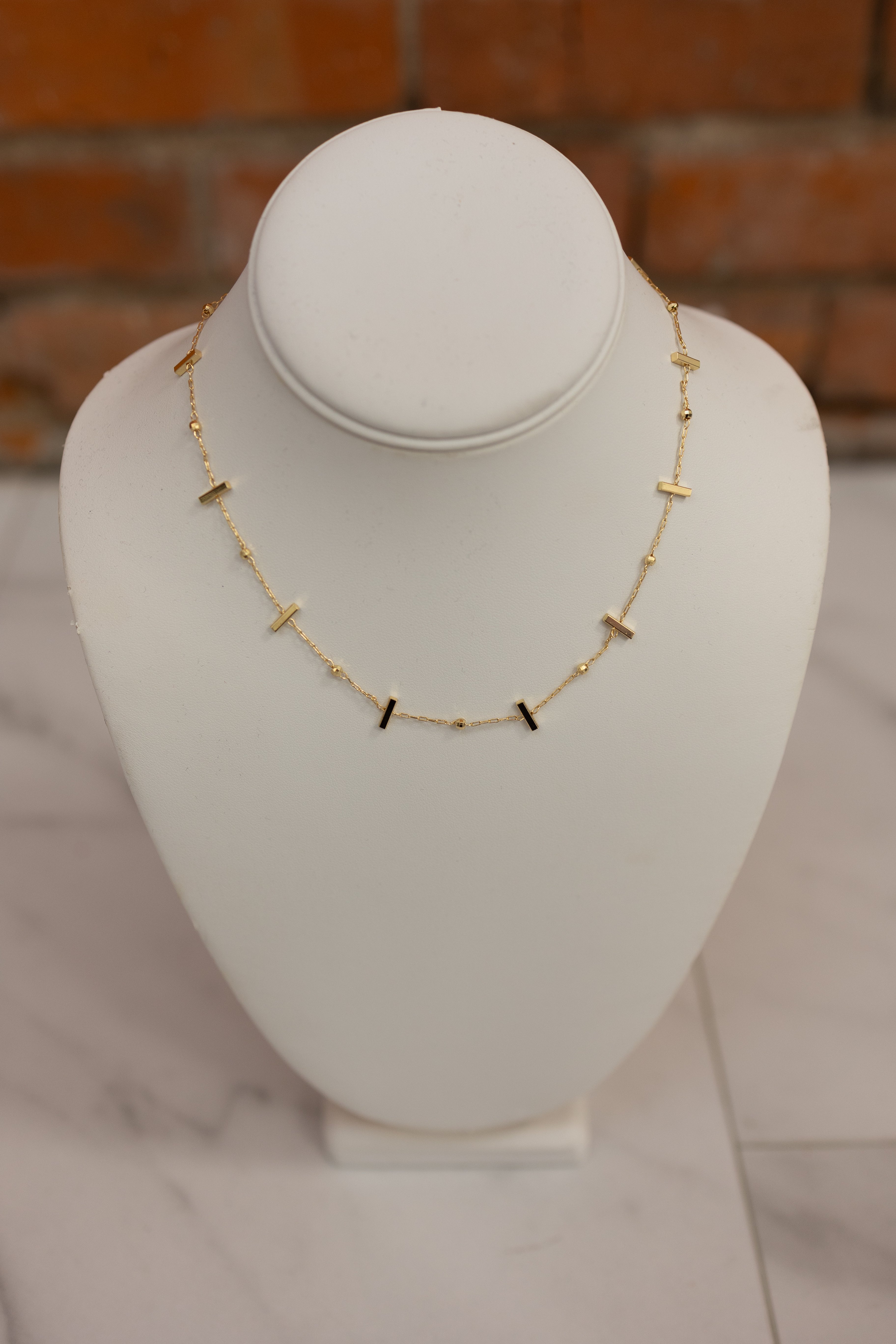 Dainty Necklace With Station Bar Charms