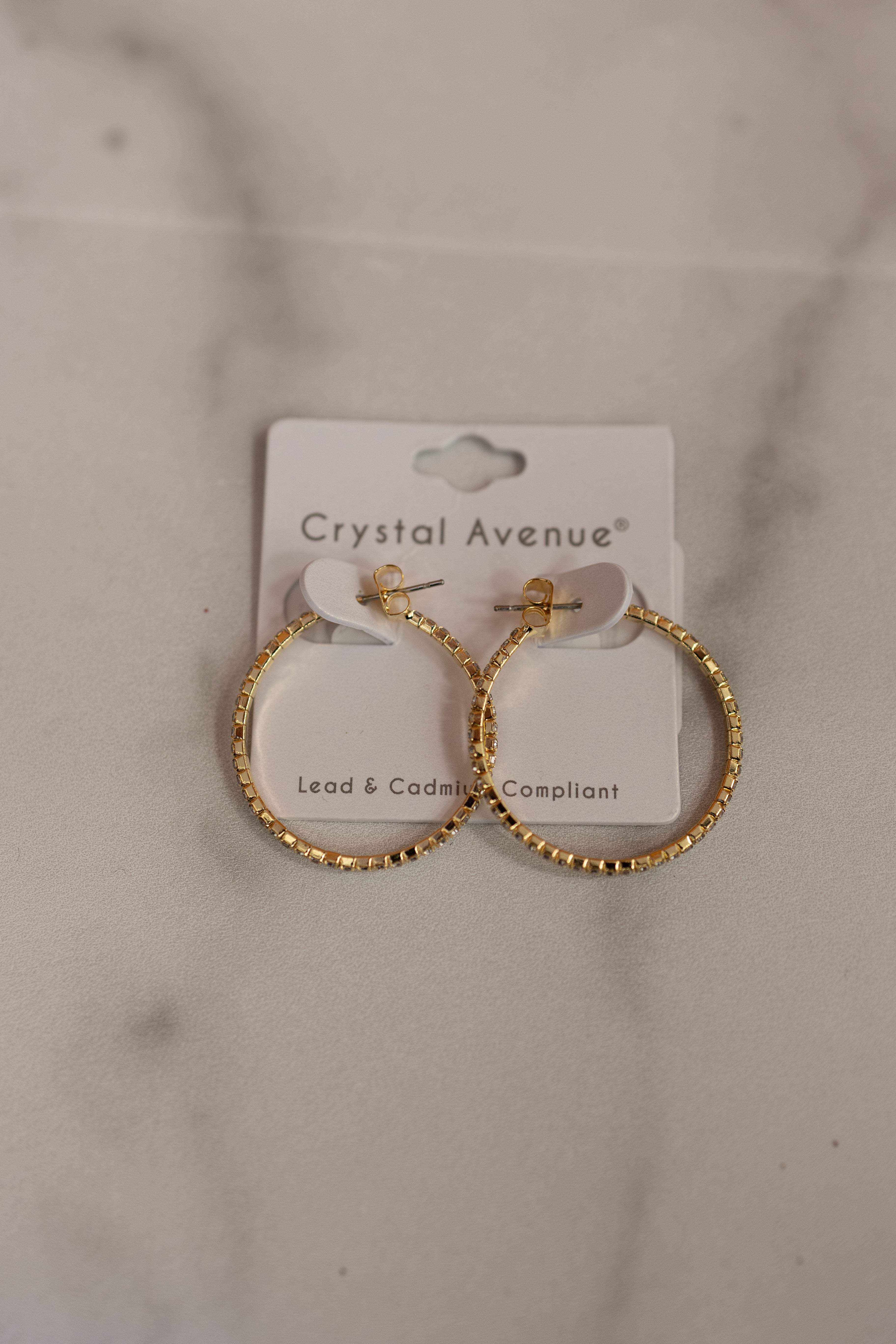 30mm Crystal Wire Hoop Earrings