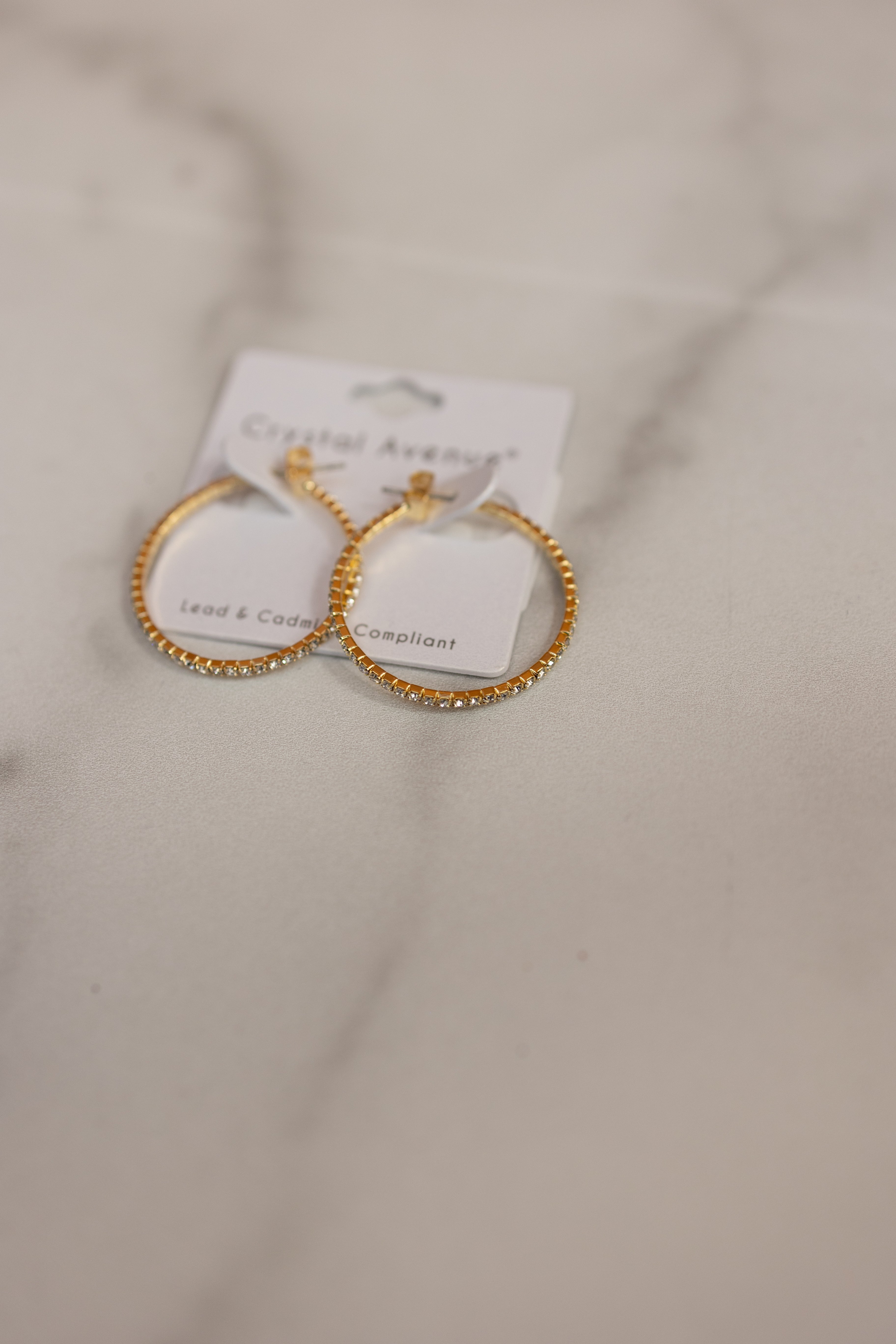 30mm Crystal Wire Hoop Earrings