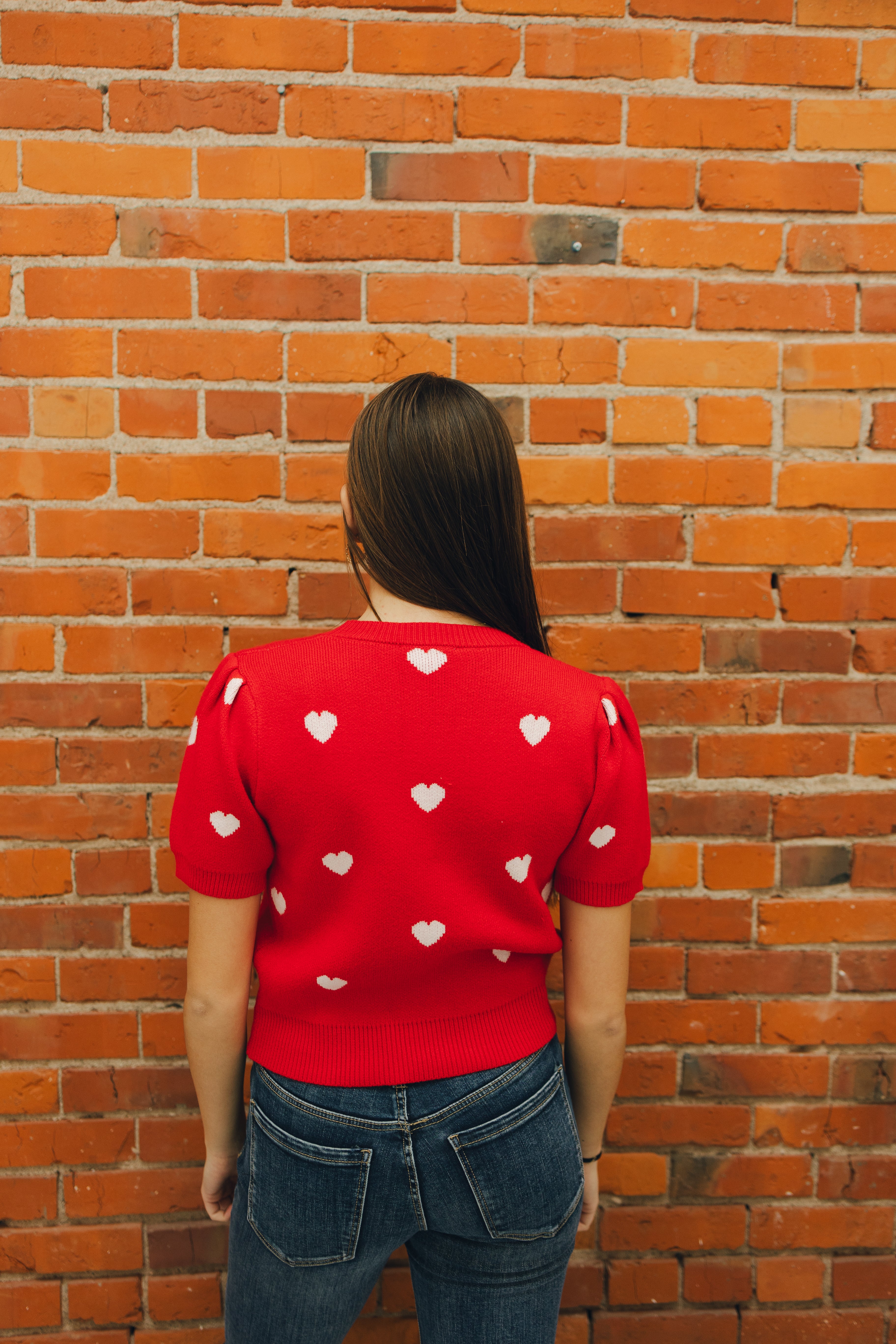 Puff Sleeve Heart Sweater