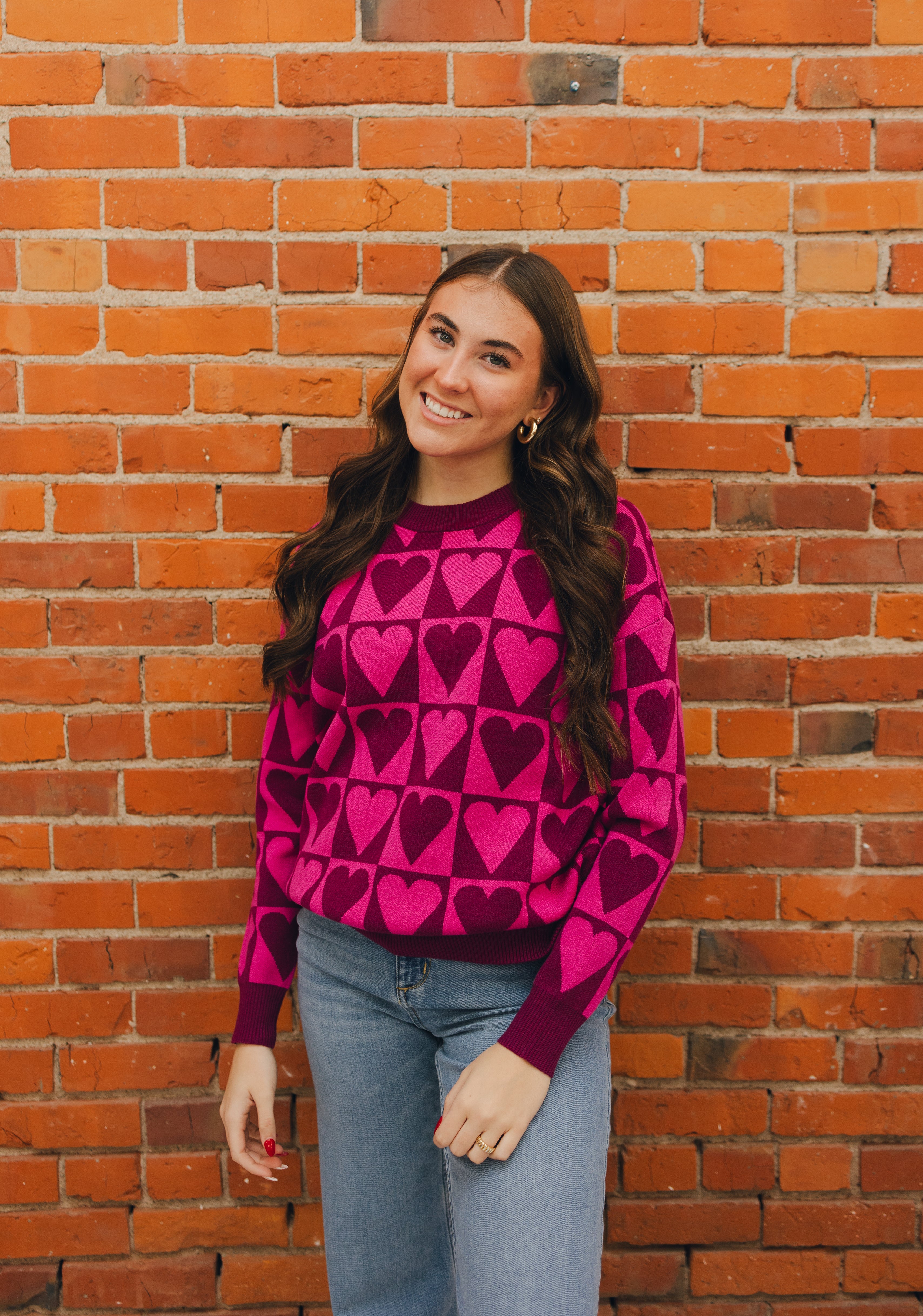 Heart Checkerboard Sweater