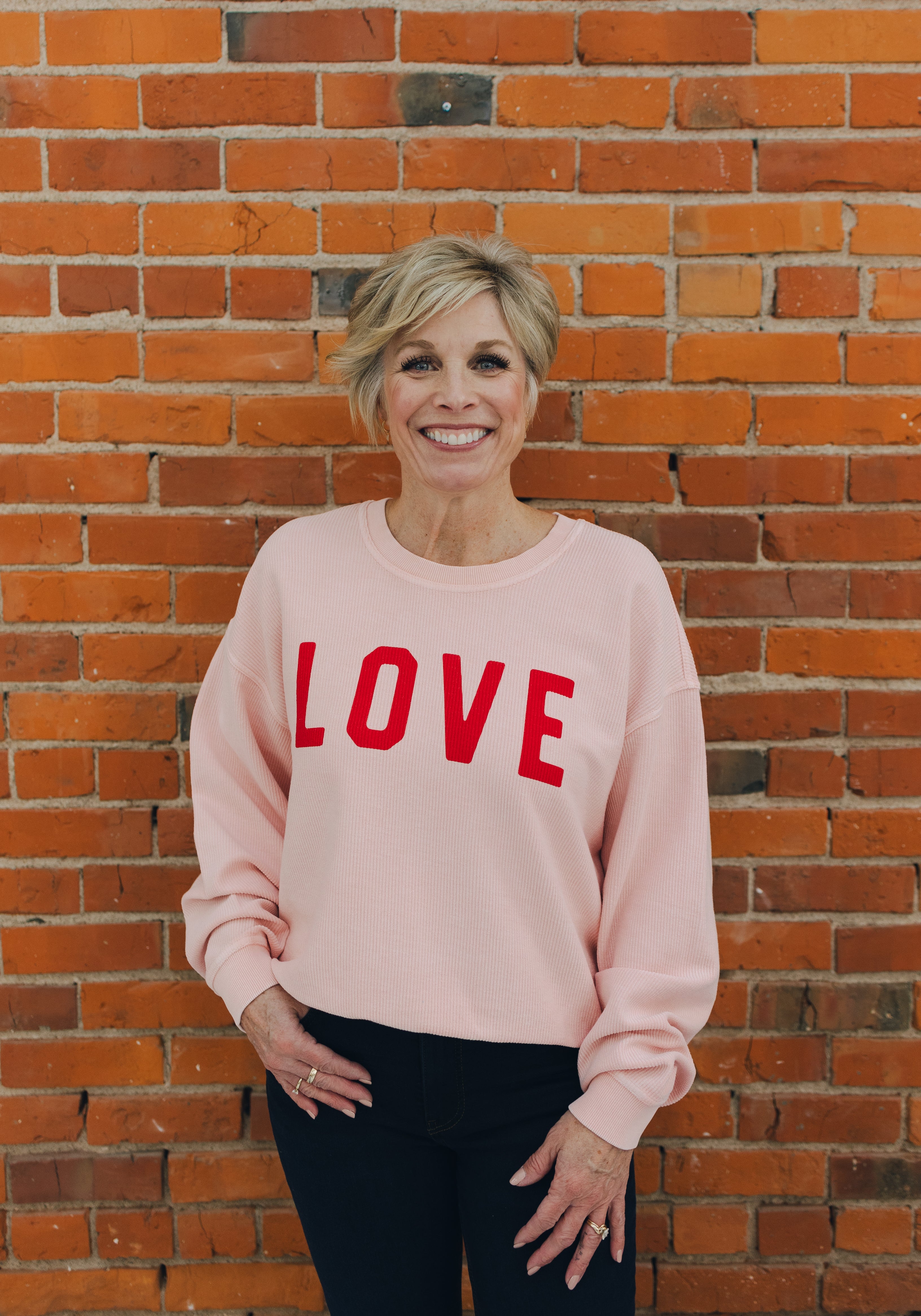 LOVE Cropped Thermal Sweatshirt