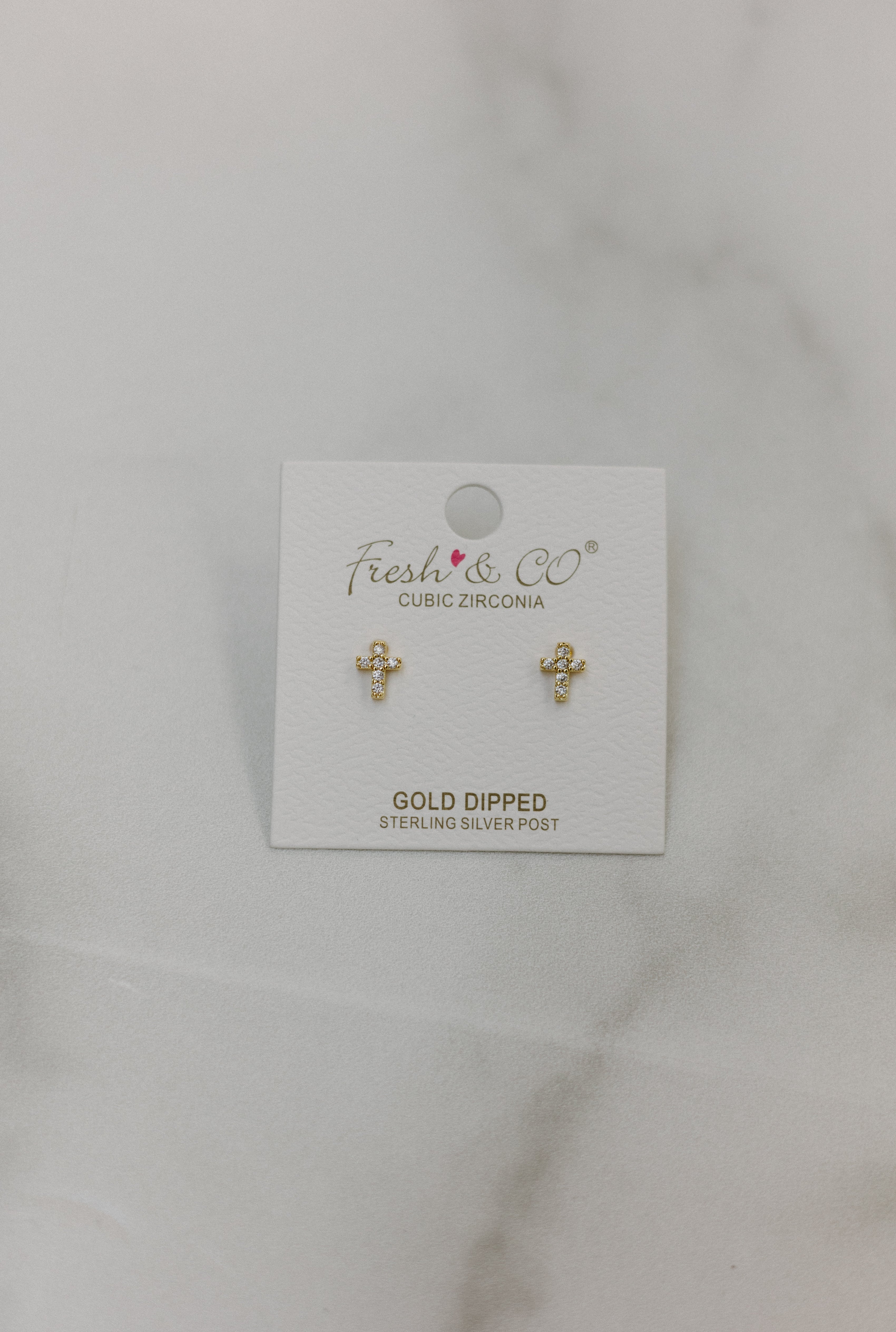 Mini CZ Cross Earrings - Gold