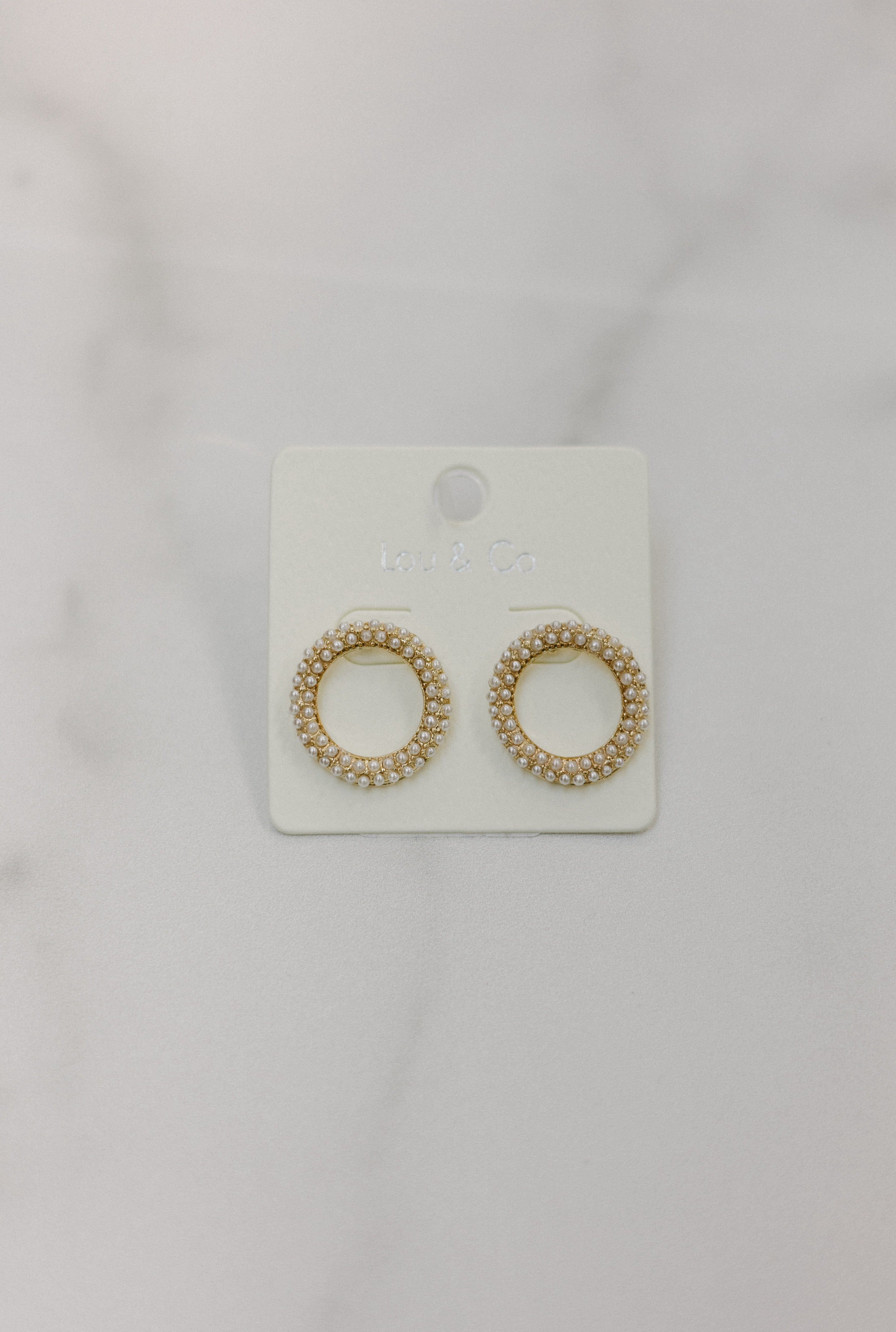 Pearl Open-Circle Stud Earrings