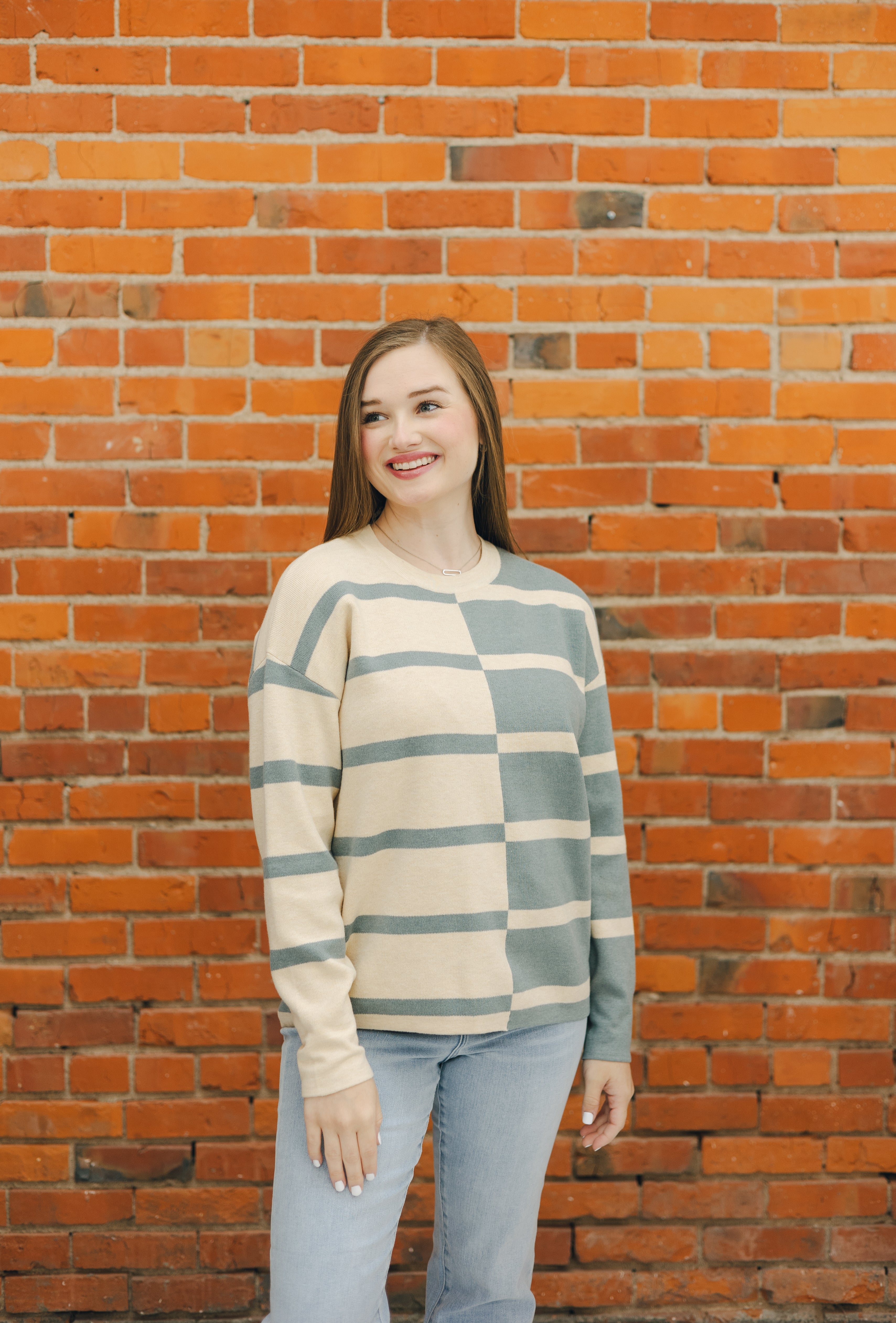 Mirrored Color Block Striped Sweater