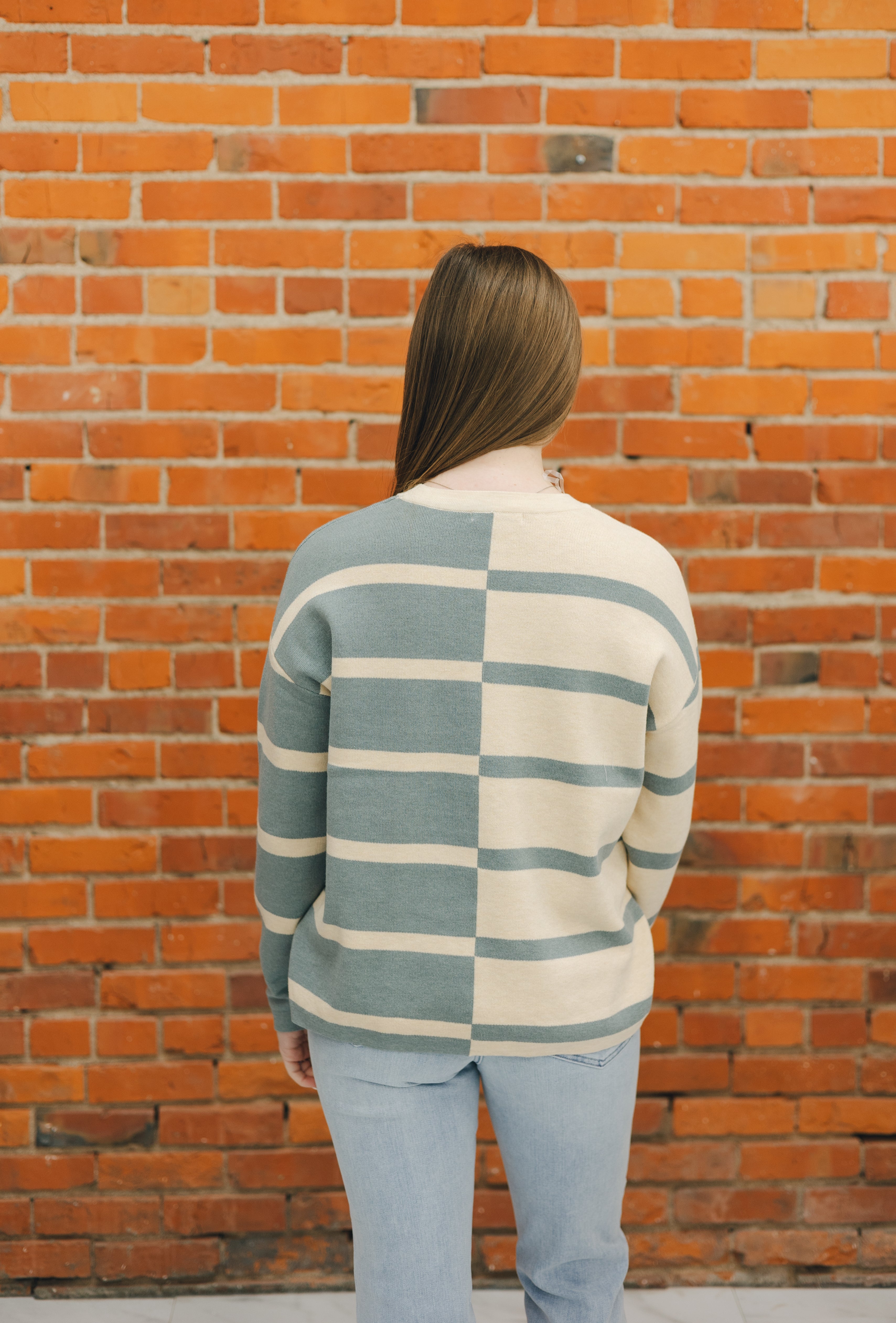 Mirrored Color Block Striped Sweater