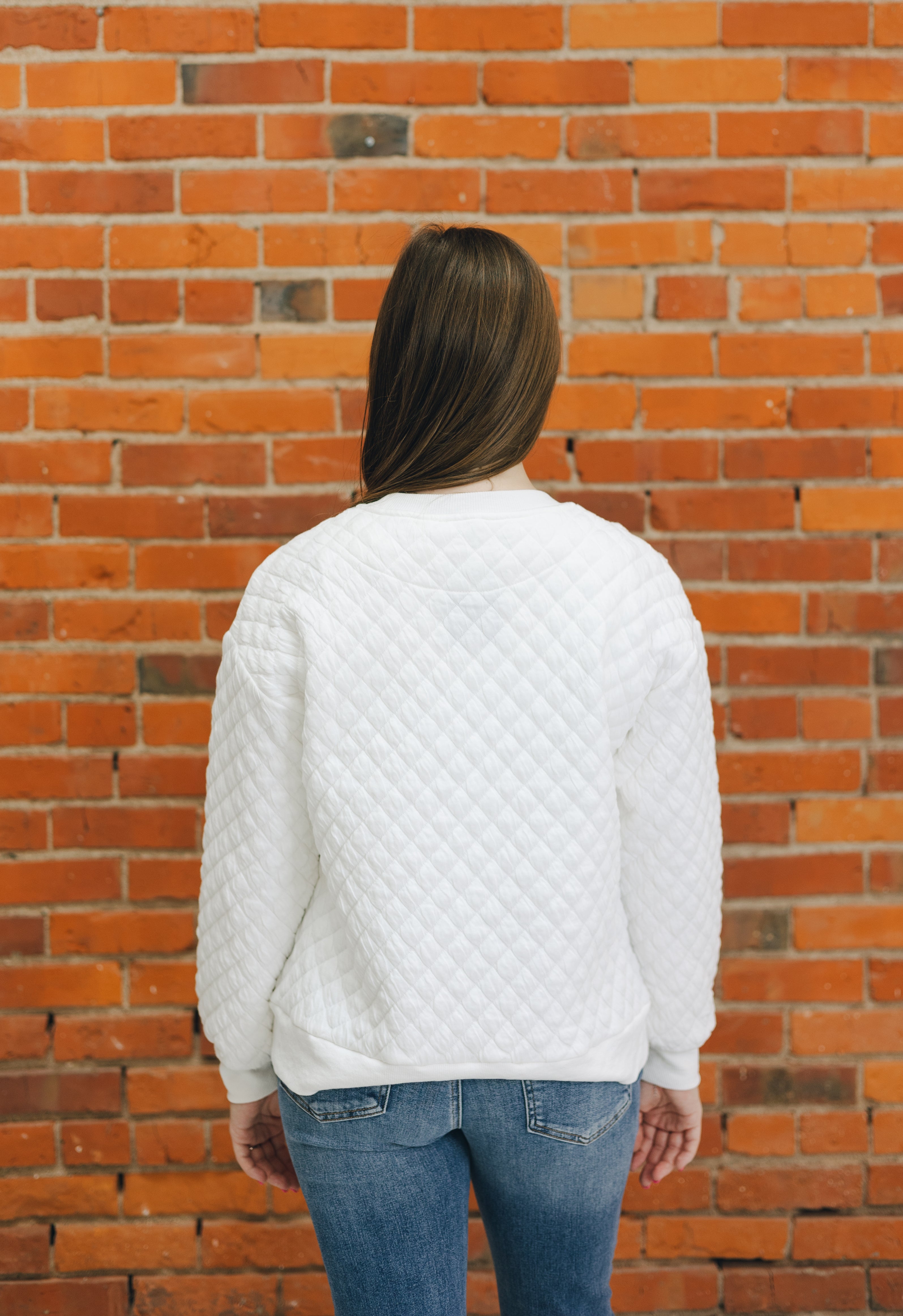 Quilted Crew Neck Sweatshirt