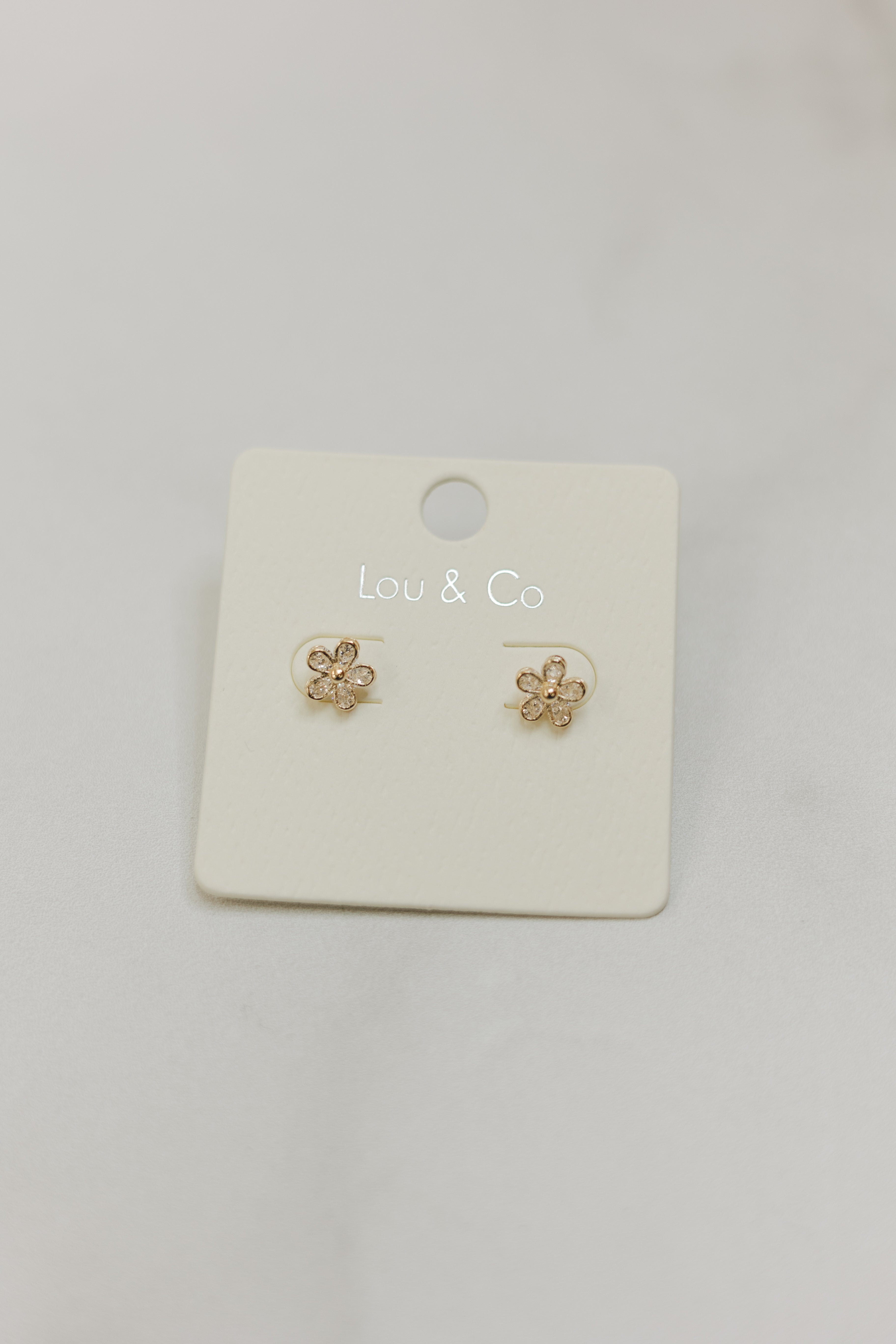 CZ Flower Stud Earrings