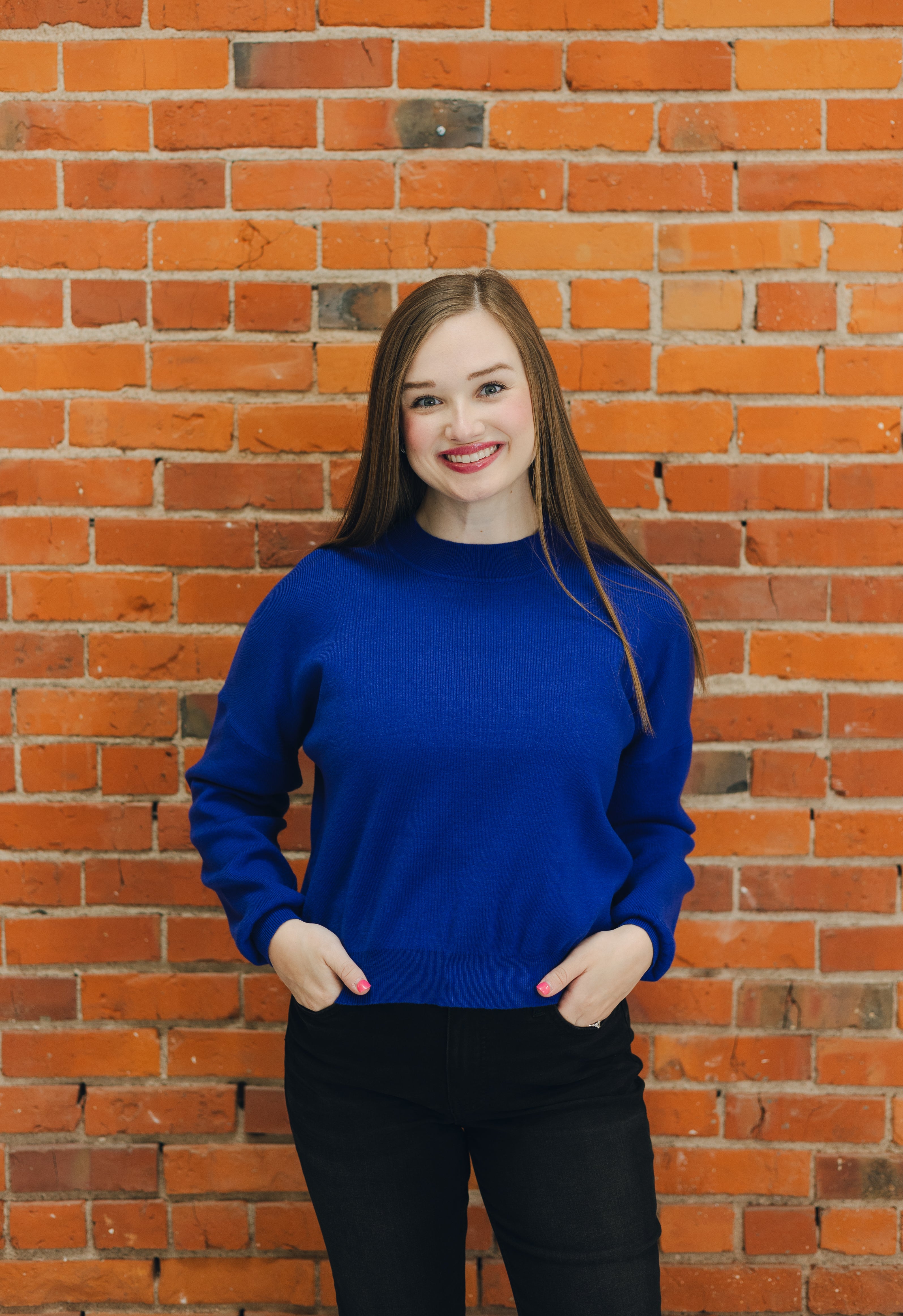 Long Sleeve Sweater Top - Royal Blue