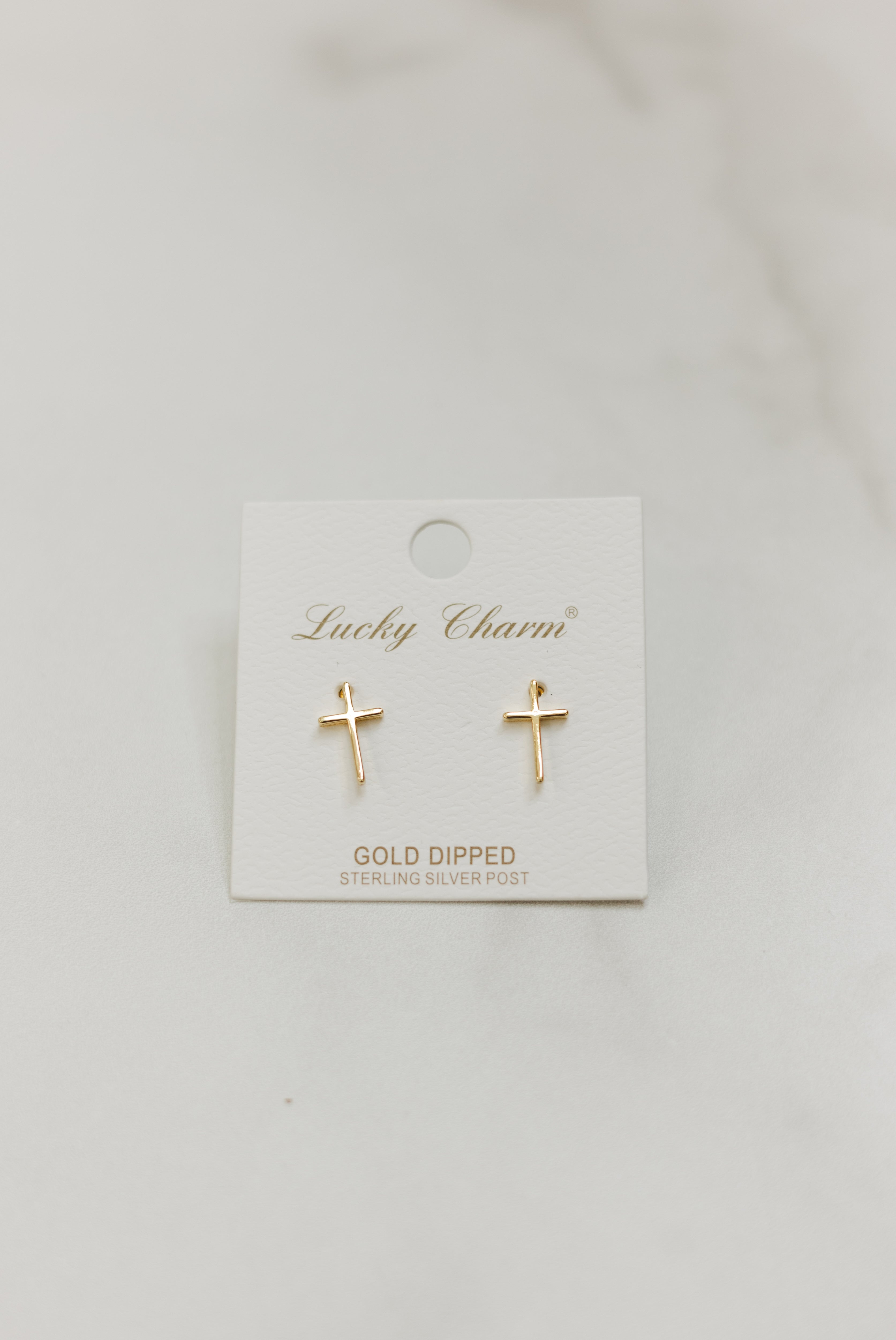 Gold Dipped Cross Stud Earrings