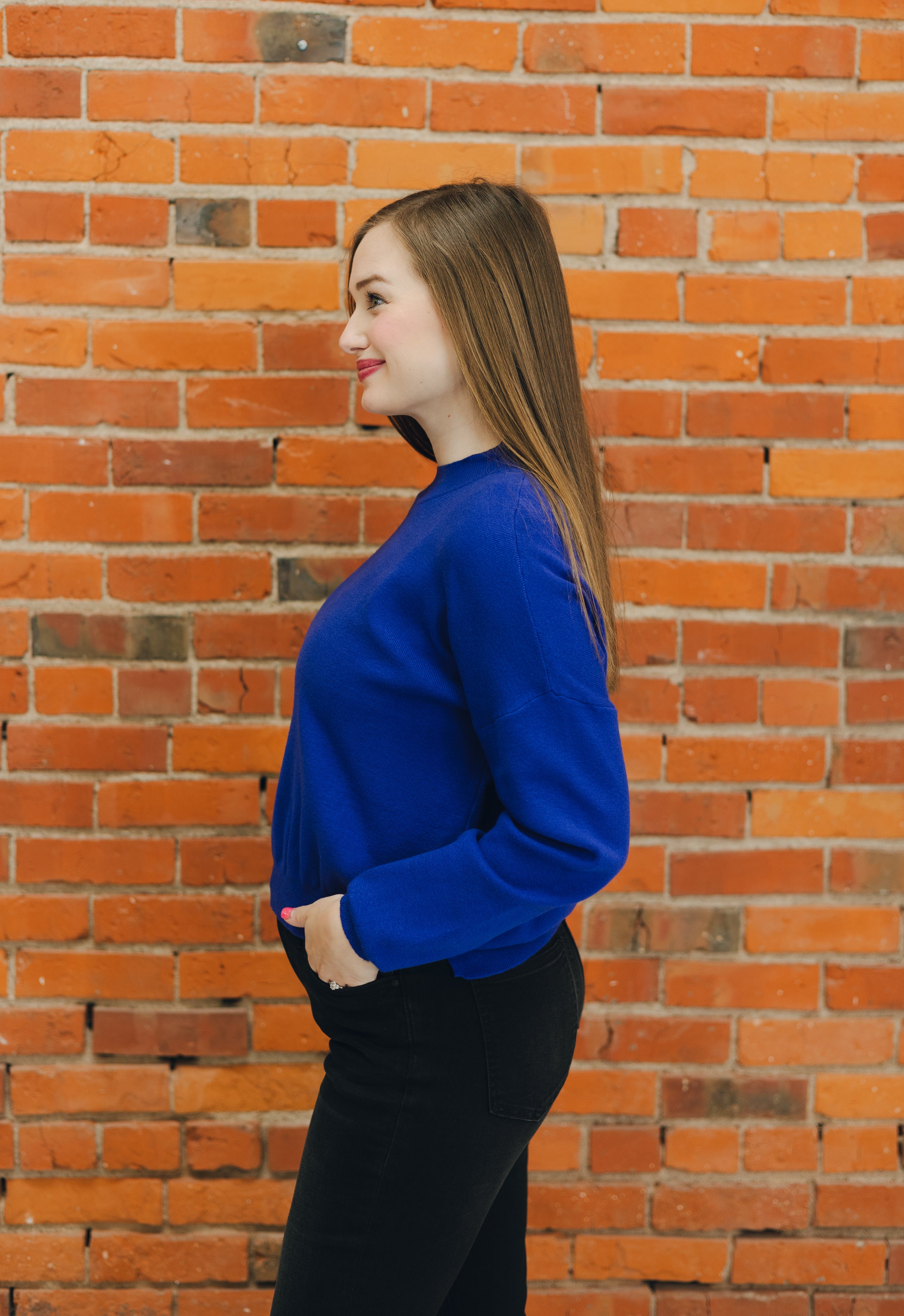 Long Sleeve Sweater Top - Royal Blue