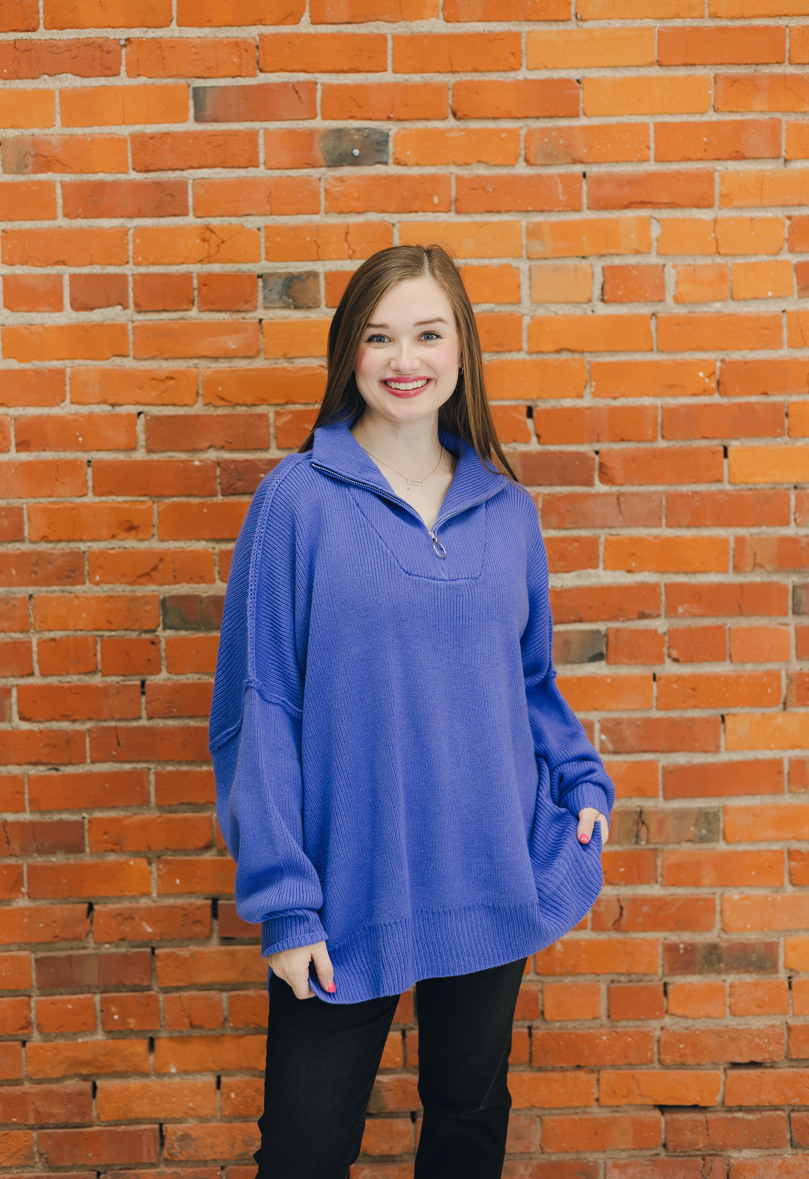 Half Zip Sweater - Cobalt Blue