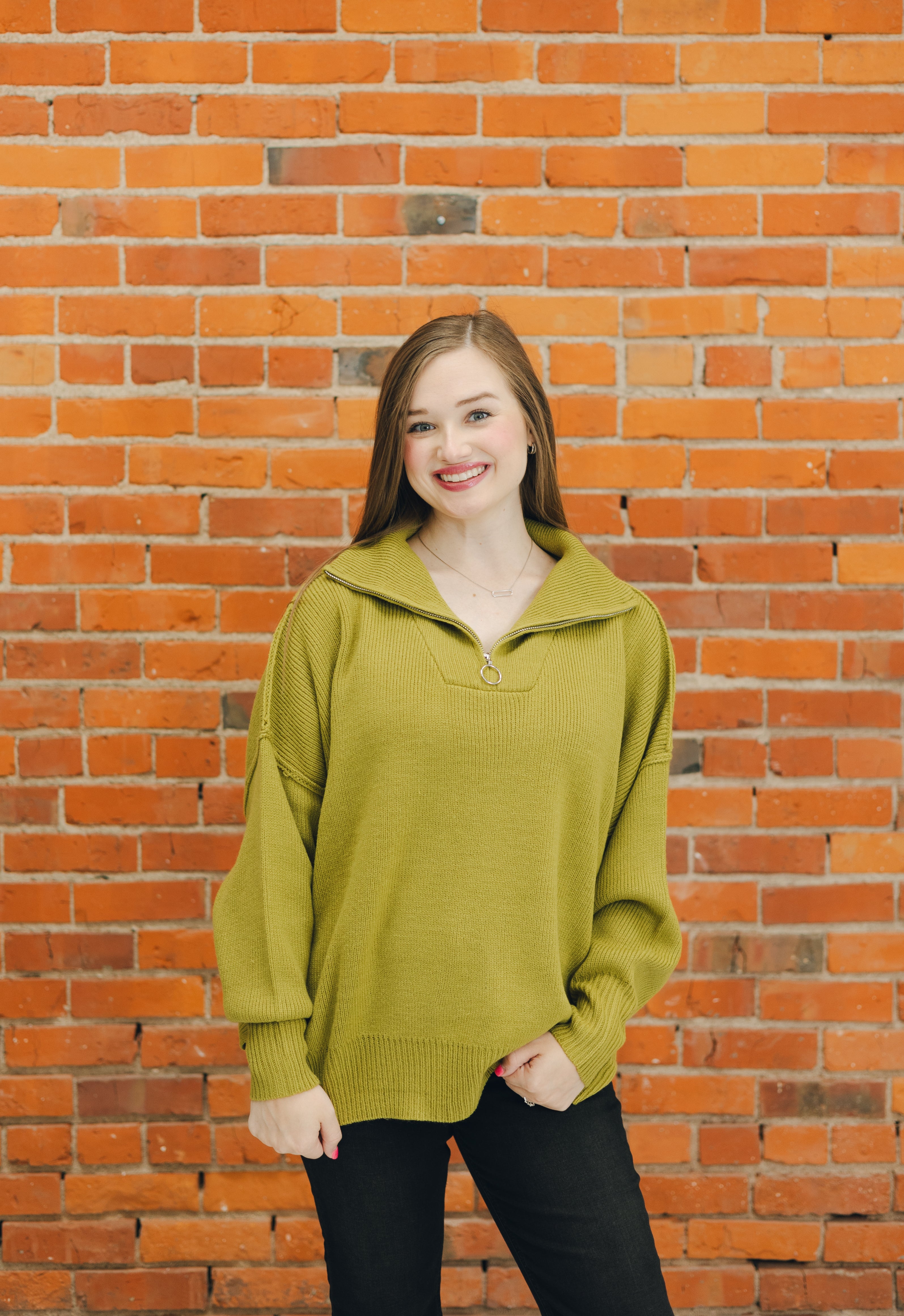 Half Zip Sweater - Chartreuse