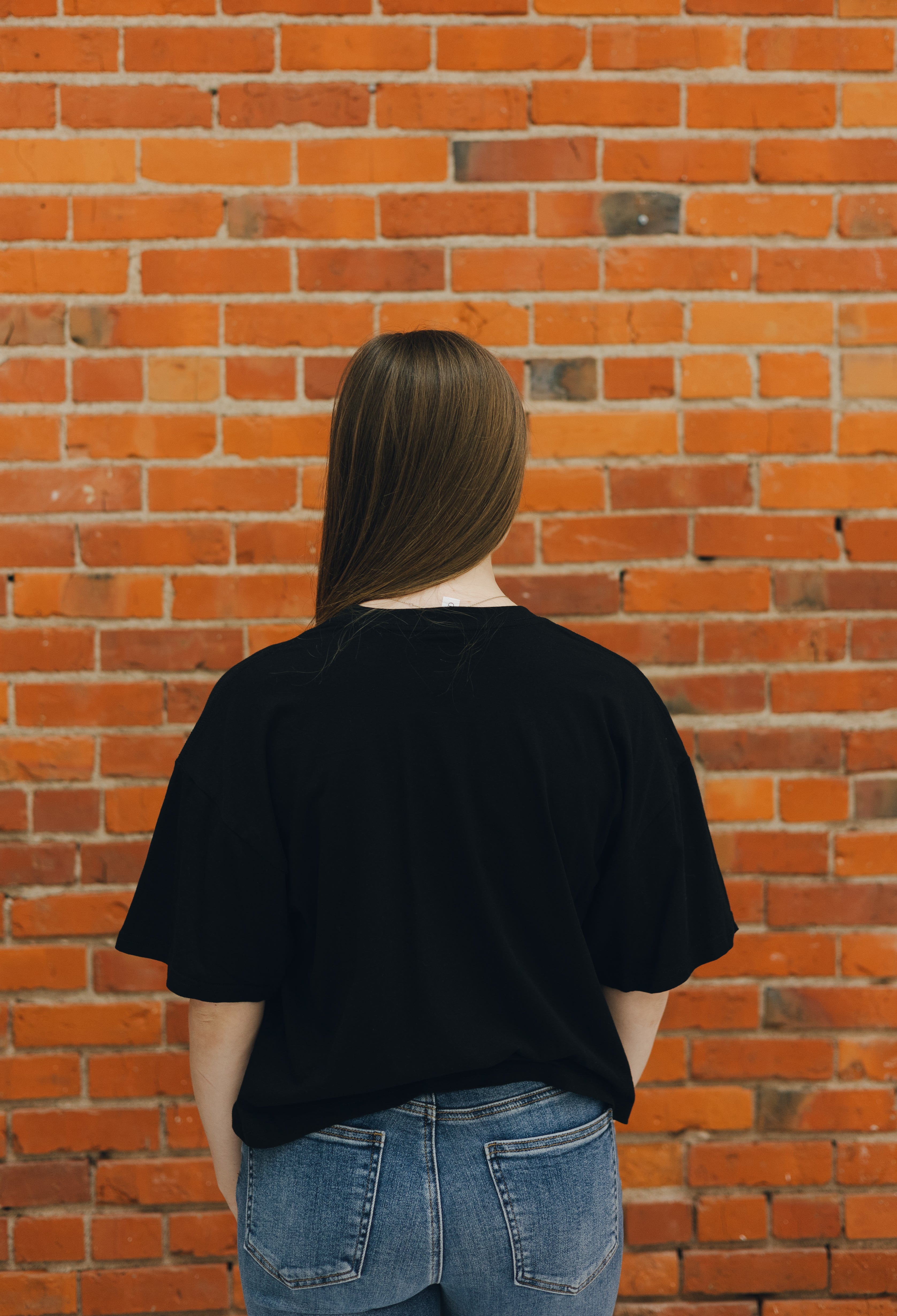 Nebraska Puff Print Long Crop Tee - Black