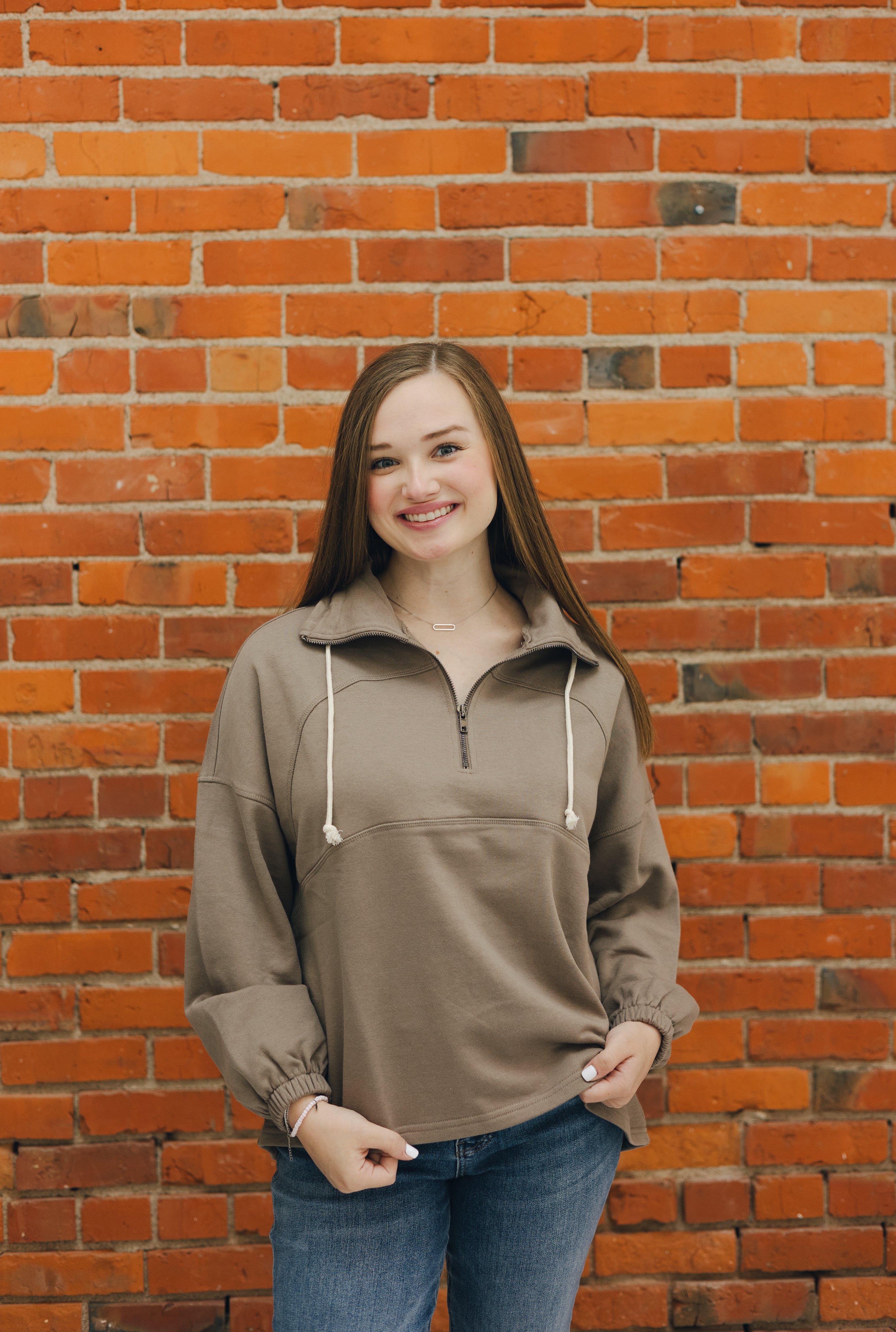 Half Zip Terry Pullover Top