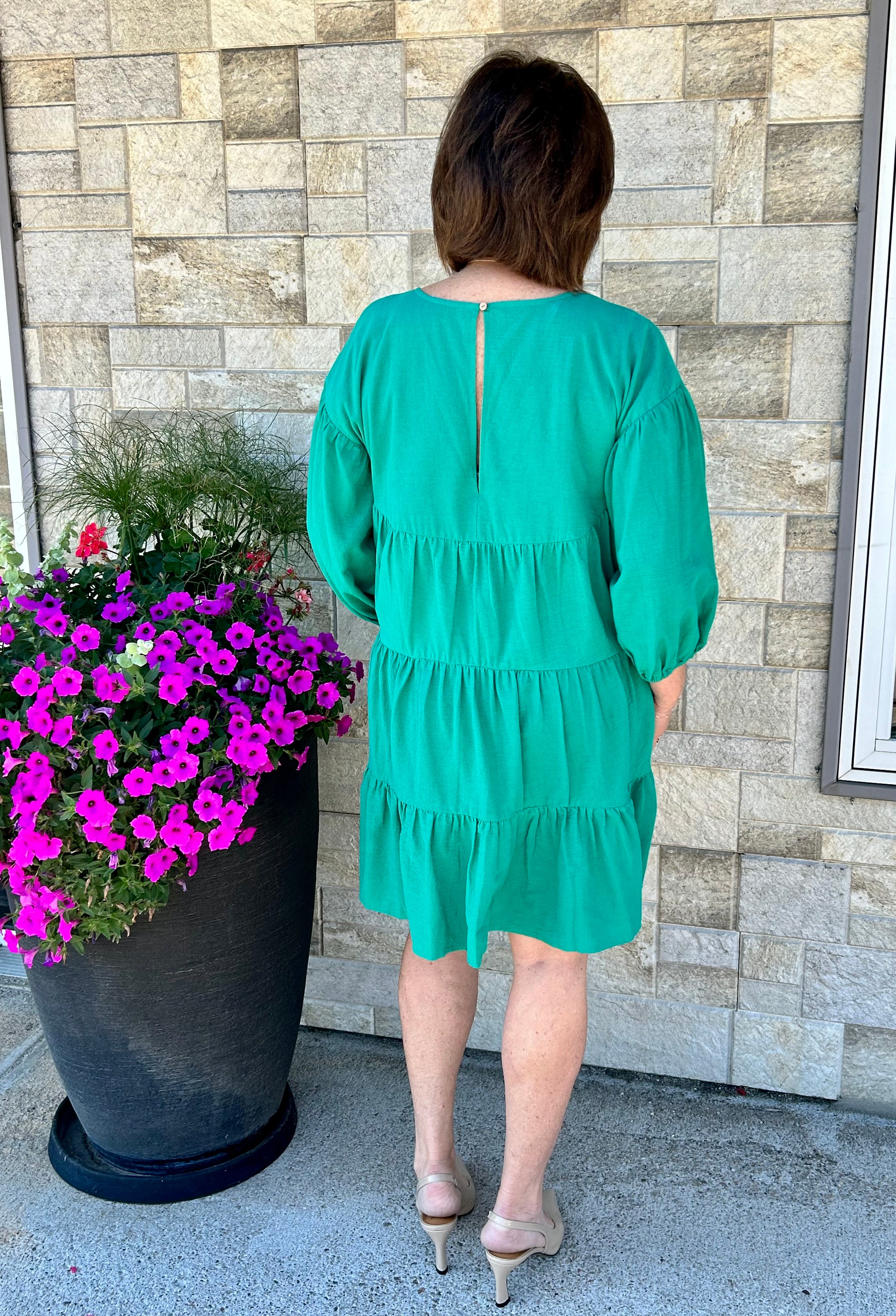 Emerald Green Tiered Dress