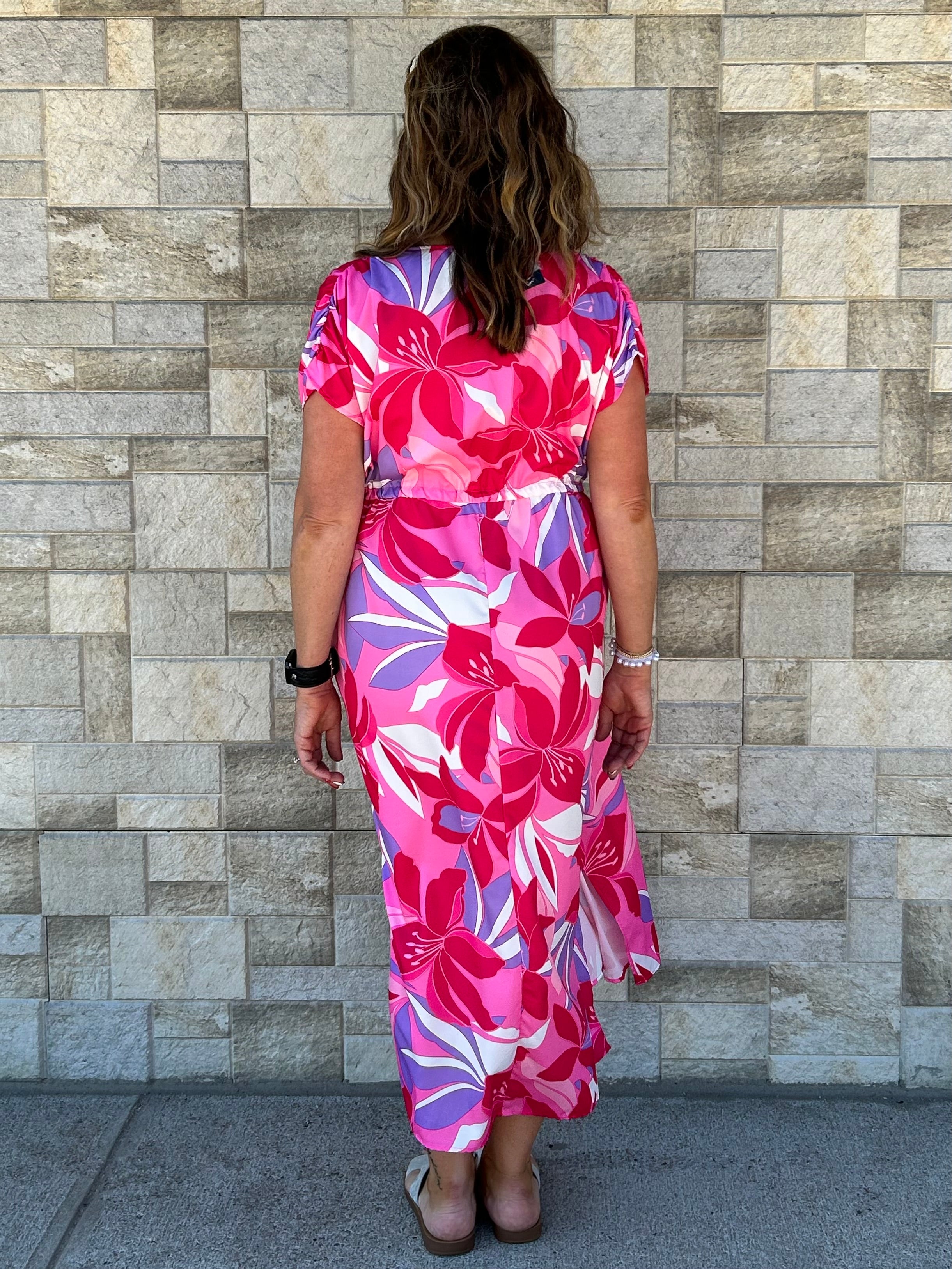 Floral Print Drop Shoulder Maxi Dress