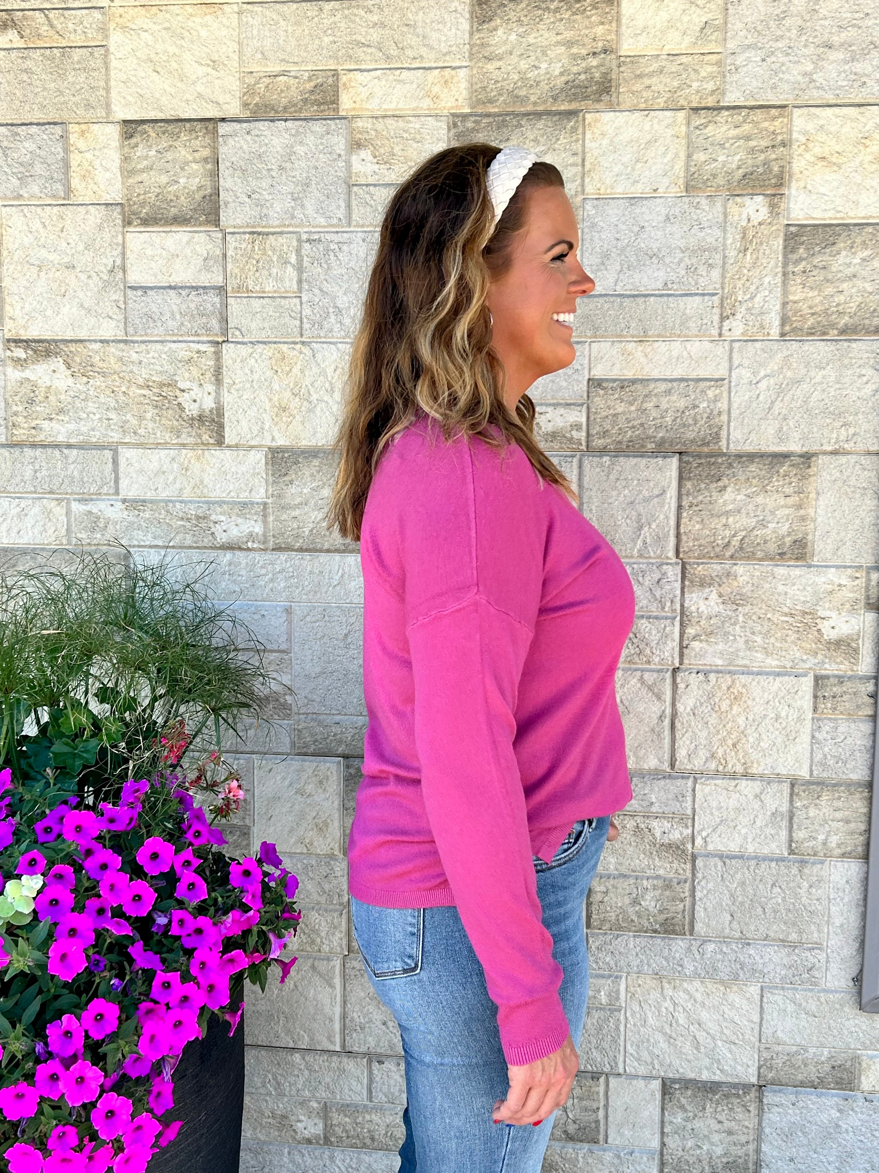 V-Neck Center Seamed Sweater