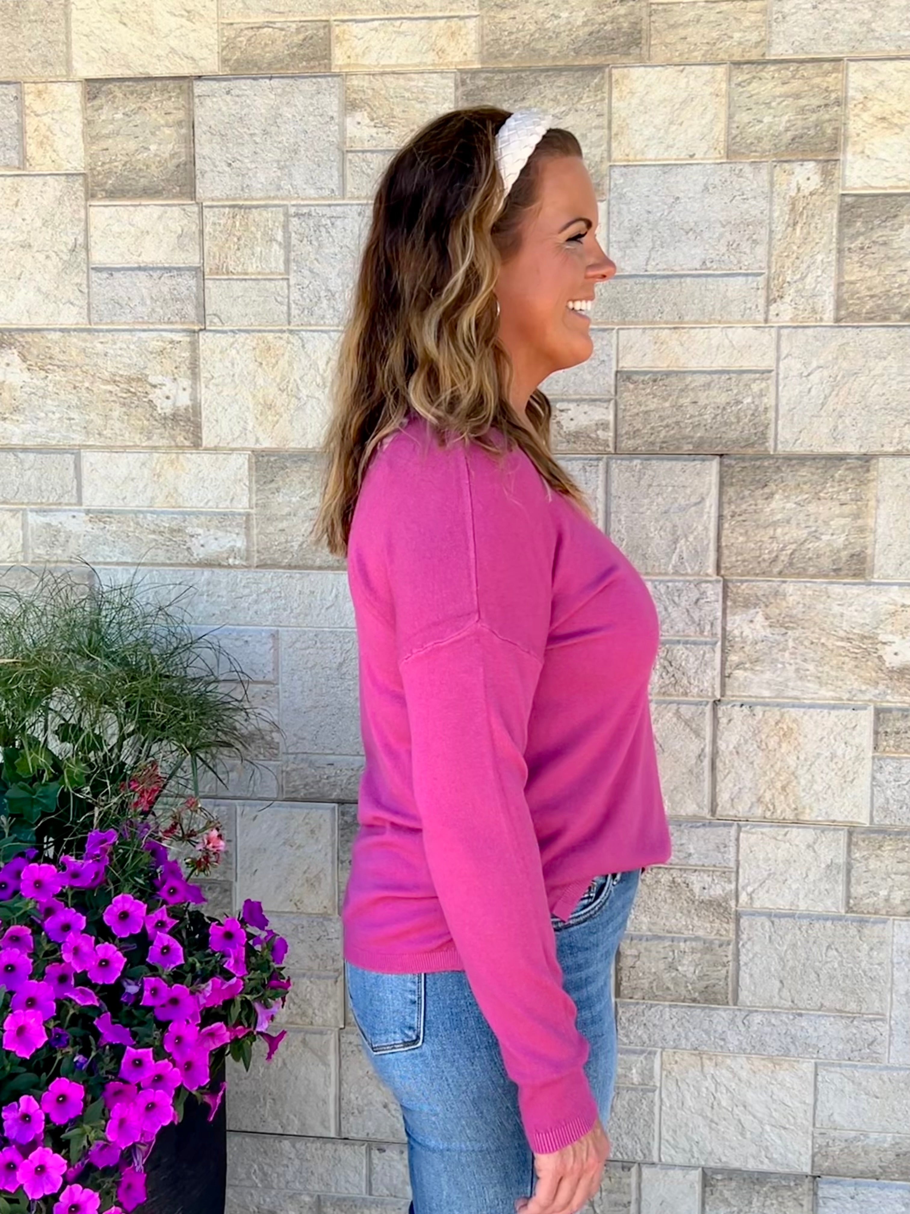 V-Neck Center Seamed Sweater