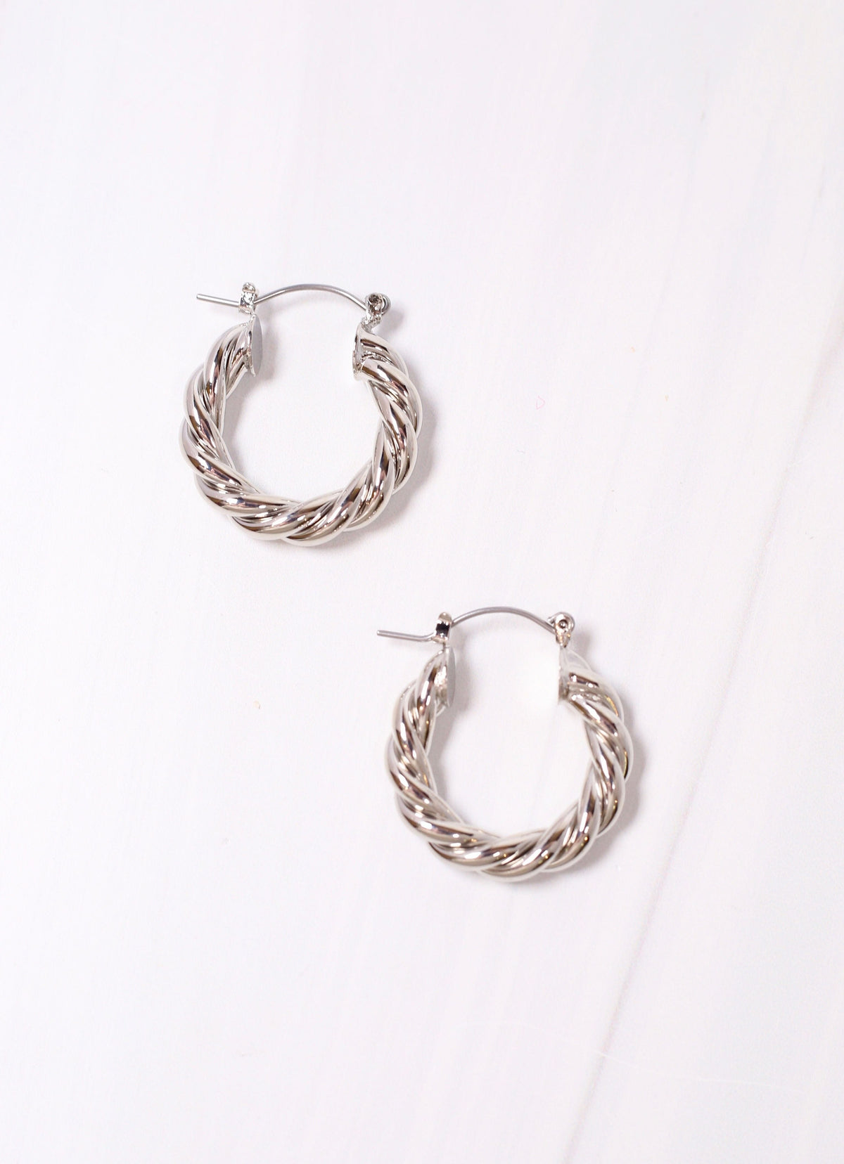 Ravin Twisted Hoop Earrings - Silver