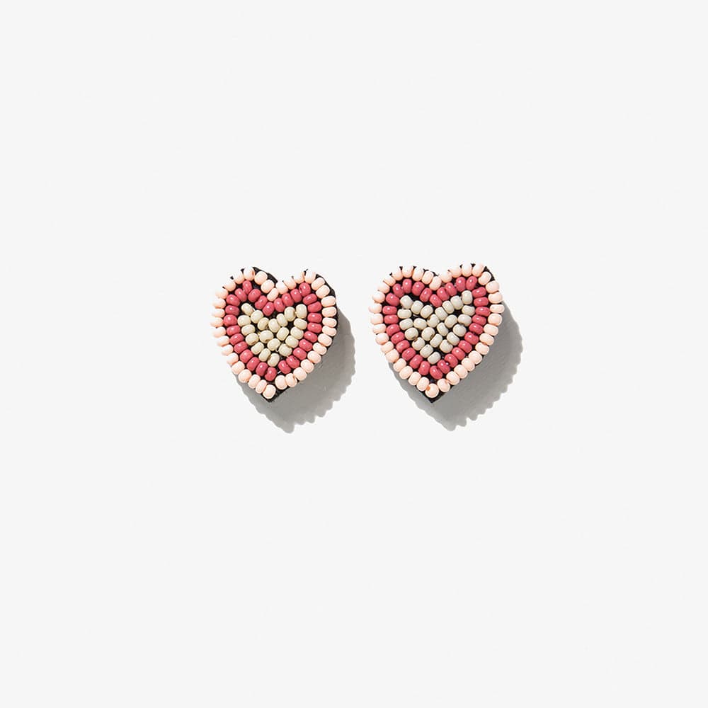 Rose Heart Beaded Post Earrings